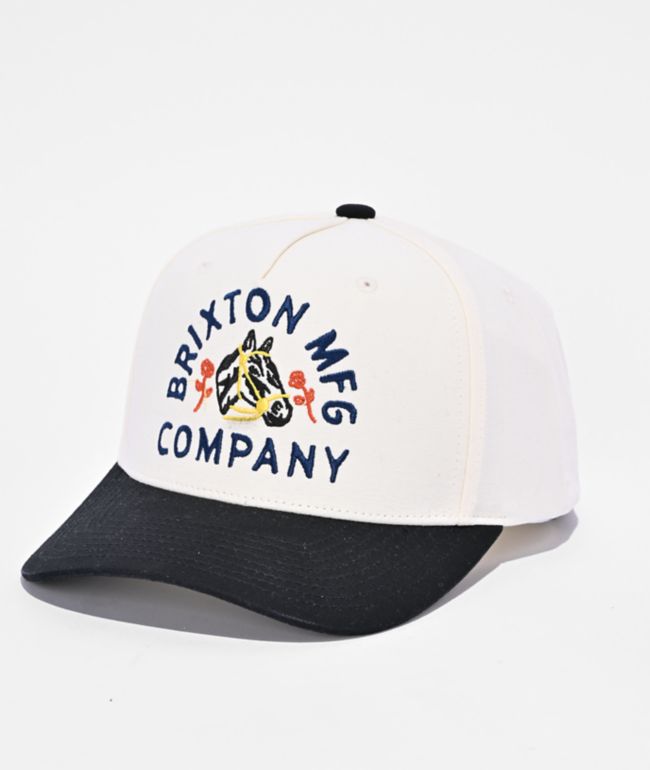 Brixton Trophy Horse Off White & Black Snapback Hat - Brixton