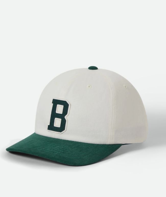 Brixton Big B Off White & Green Strapback Hat - Brixton