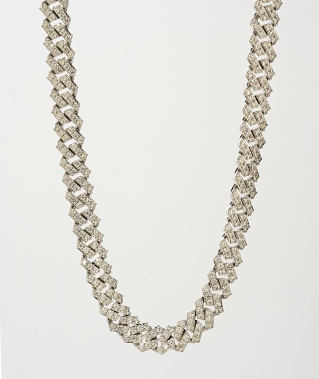 The Gold Gods Straight Edge Diamond & White Gold Cuban Chain Necklace - The Gold Gods