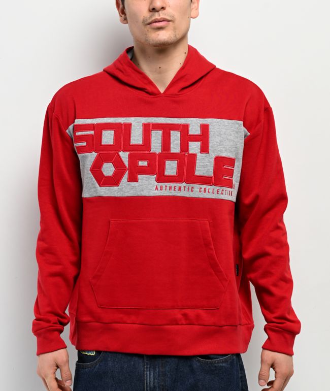 Southpole Logo Red & Grey Hoodie - Southpole