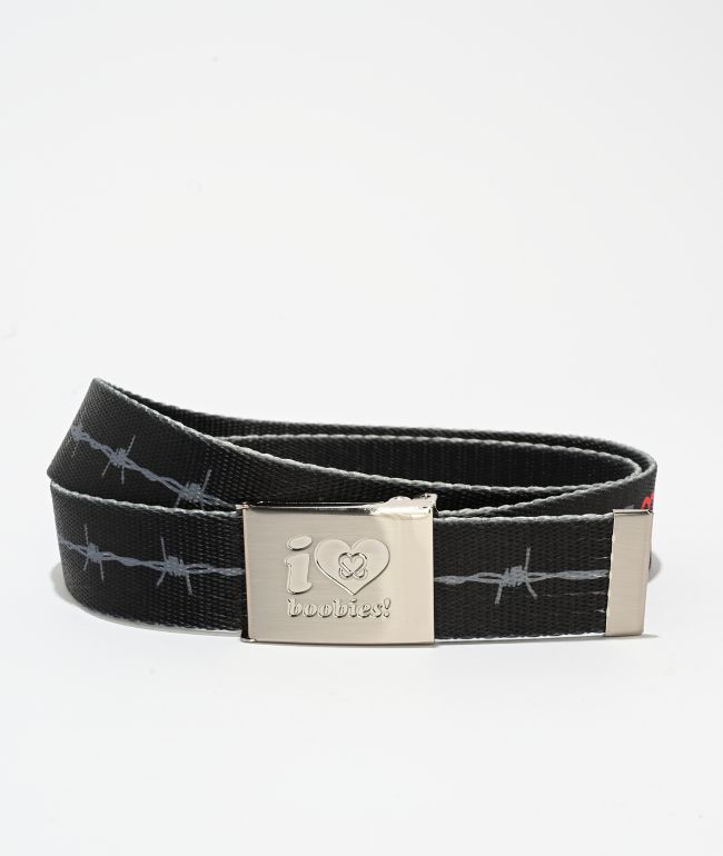 Keep A Breast Foundation I Heart Boobies Barbed Black Web Belt - Keep A Breast Foundation