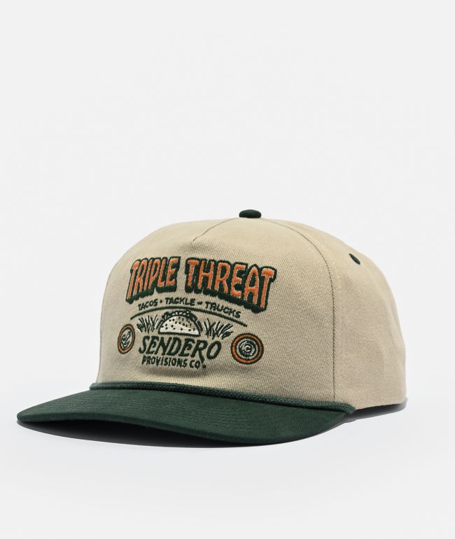 Sendero Triple Threat Green & Khaki Snapback Hat - Sendero Provisions