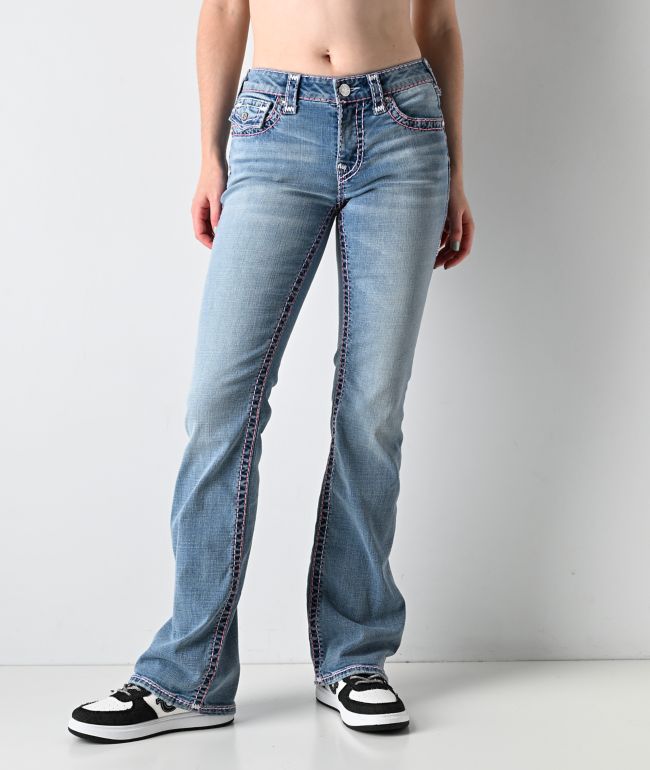 True Religion Becca Super T Champagne Glow Blue Wash Bootcut Jeans - True Religion