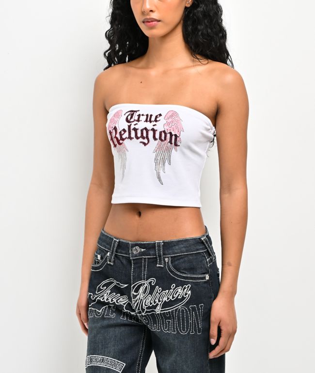 True Religion Crystal Wing White Tube Top - True Religion
