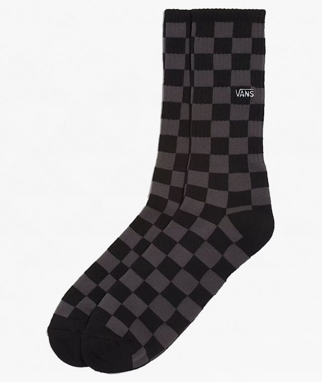 Vans Checkerboard Charcoal Black Crew Socks - Vans