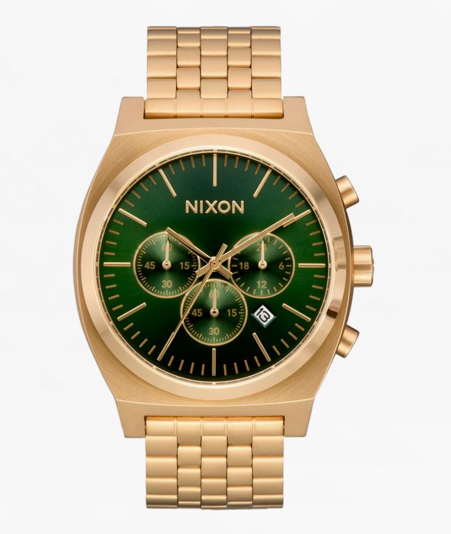 Nixon Time Teller Gold & Green Analog Watch | Zumiez
