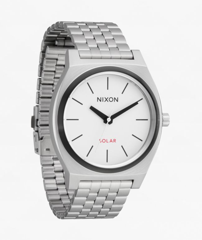 Nixon Time Teller Solar Silver & White Lume Analog Watch - Nixon Watches