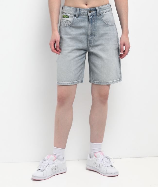Empyre Tori Glacier Blue Wash Loose Fit Denim Skate Shorts - Empyre