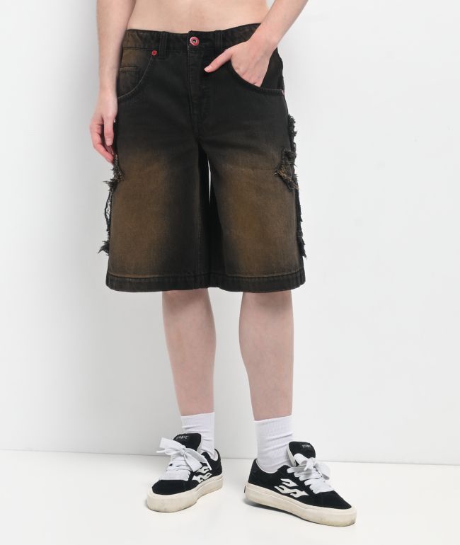 Vitriol Rowenna Gothic Black Wash Denim Shorts - Vitriol