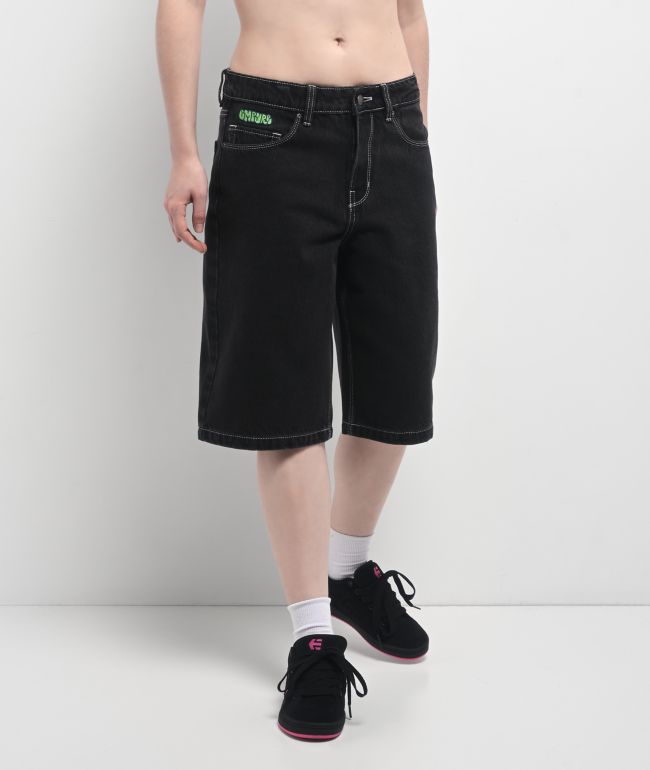 Empyre Sydney Marble Black Wash Loose Fit Denim Shorts - Empyre