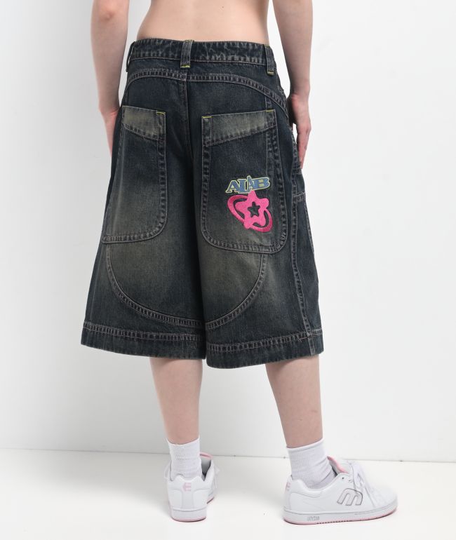 A.LAB Analog Curved Blue Wash Oversized Denim Shorts - A.LAB