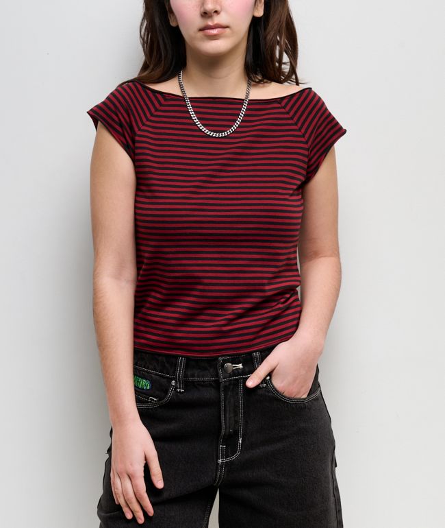 Freeworld Isabel Striped Red & Black T-Shirt - Freeworld