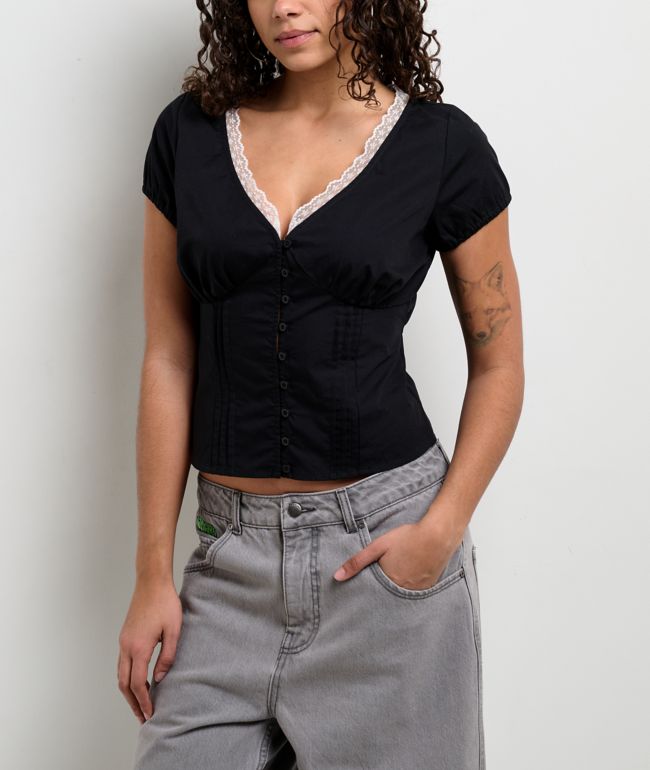 Freeworld Isabella Black Button Up Shirt - Freeworld