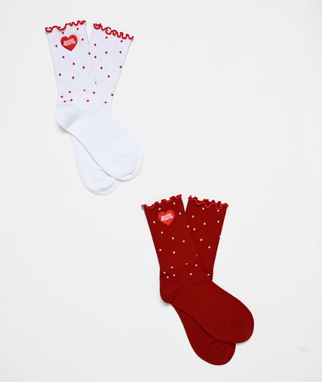 Broken Promises Helium Red & White 2 Pack Half Crew Socks - Broken Promises