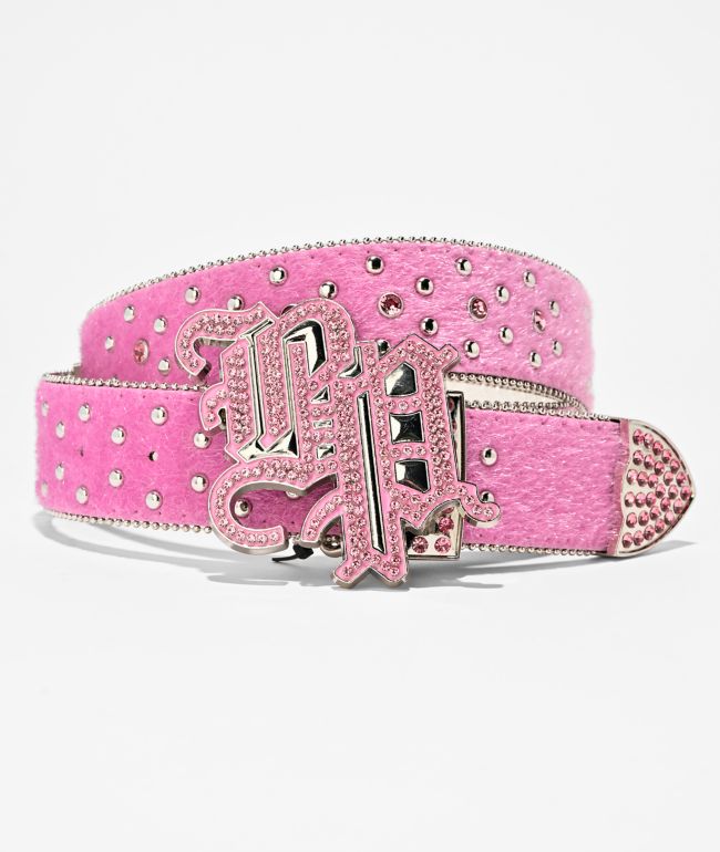 Broken Promises Charmed Studded Pink Pony Hair Belt - Broken Promises