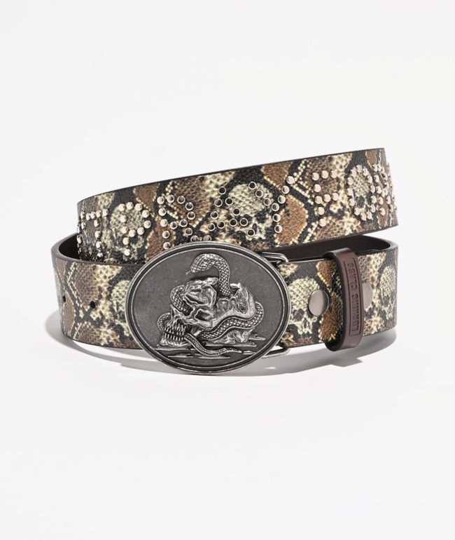 Lurking Class by Sketchy Tank Western Studded Snakeskin Belt - Lurking Class by Sketchy Tank