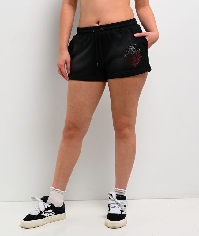 Lurking Class by Sketchy Tank Eat Your Heart Out Black Wash Fleece Shorts - Lurking Class by Sketchy Tank