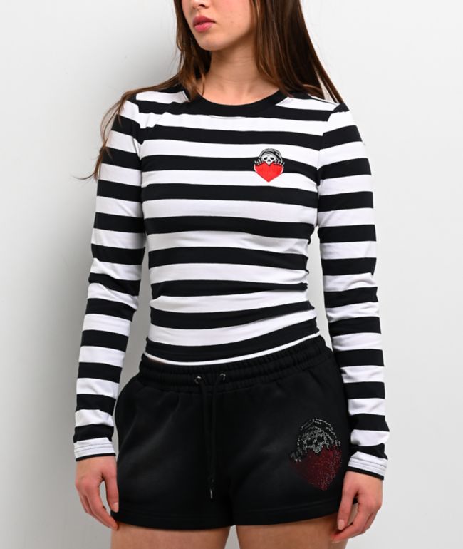 Lurking Class by Sketchy Tank Eat Your Heart Out Black & White Stripe Long Sleeve T-Shirt - Lurking Class by Sketchy Tank