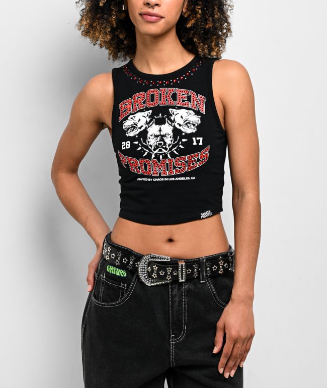 Broken Promises Kennel Black Crop Tank Top - Broken Promises