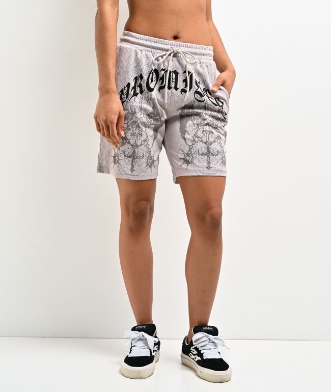 Broken Promises Gothic Natural Mesh Shorts - Broken Promises