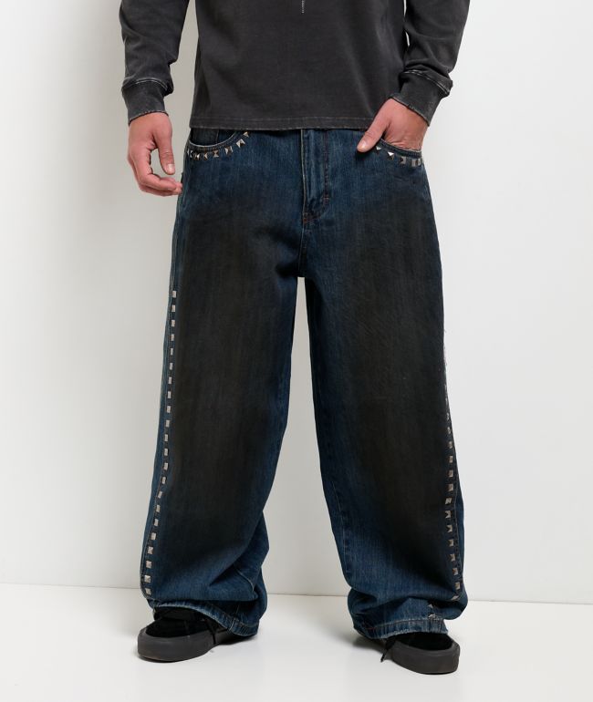 Vitriol Void Spill Blue Wash Ultra Wide Leg Jeans - Vitriol