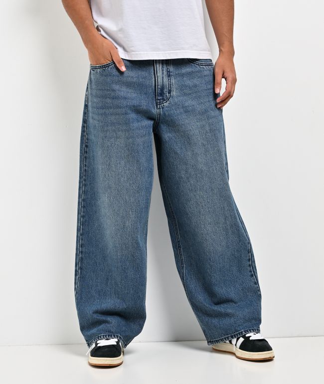 Empyre Spin Off Medium Blue Wash Ultra Wide Skate Jeans - Empyre