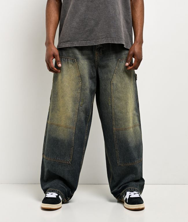 Empyre Work Ultra Wide Dirty Wash Blue Skate Jeans - Empyre