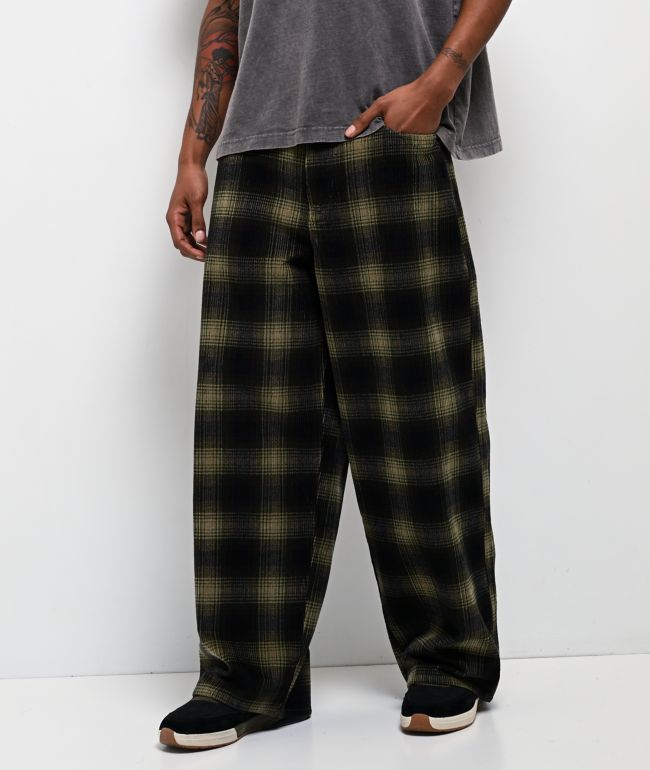 Empyre Corduroy Green Plaid Ultra Wide Skate Pants - Empyre