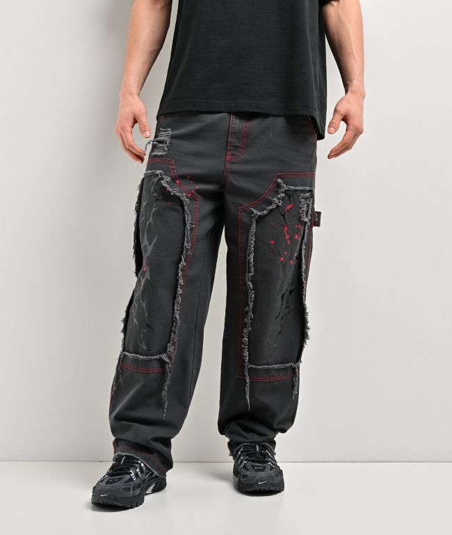 Ninth Hall Stash Black Baggy Cargo Sweatpants | Zumiez