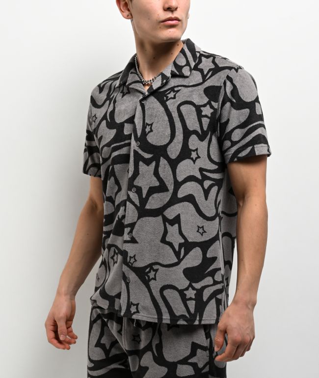 A.LAB Cruise Grey Terry Short Sleeve Button Up Shirt - A.LAB