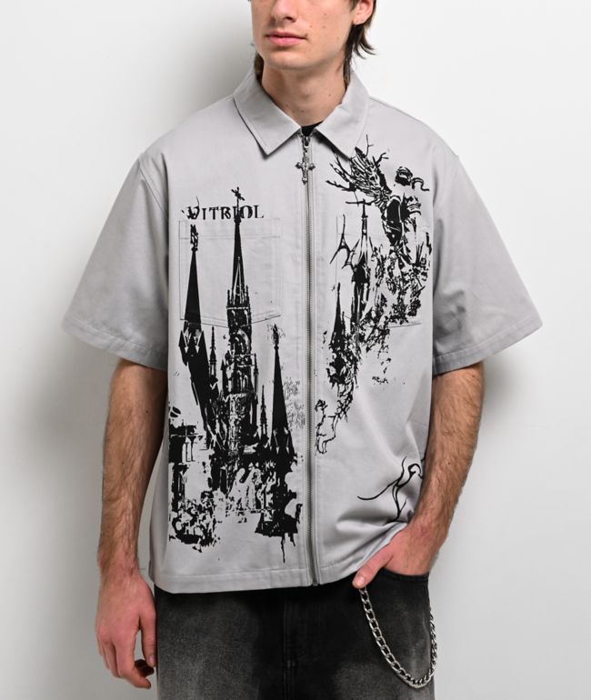 Vitriol Channel Grey Full  Zip Work Shirt - Vitriol