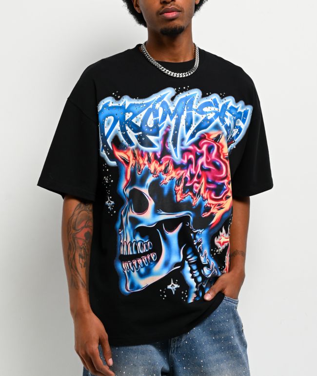 Broken Promises Numbskull Rhinestone Black T-Shirt - Broken Promises
