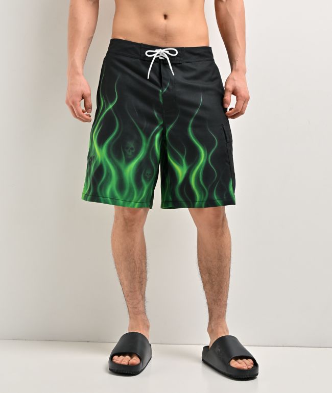 Lurking Class by Sketchy Tank Ghost Rhider Black Cargo Board Shorts - Lurking Class by Sketchy Tank