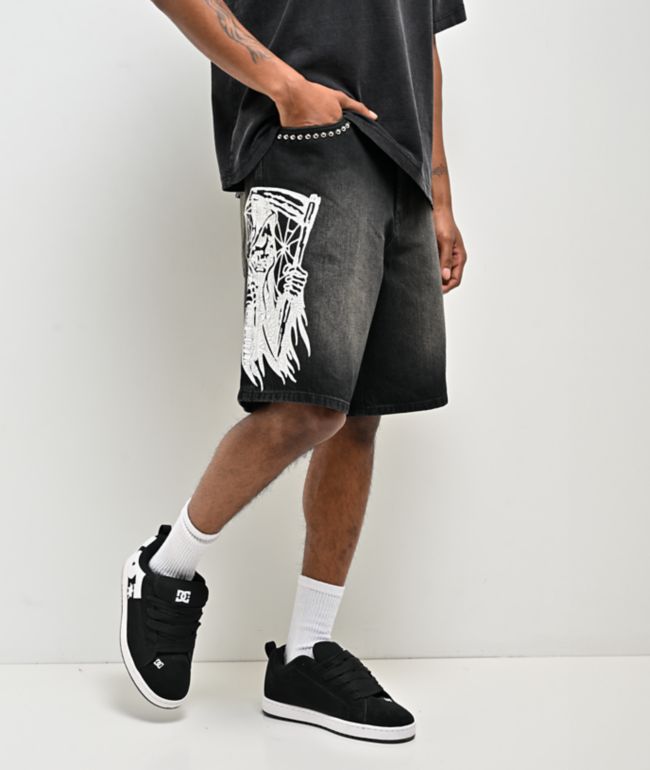 Lurking Class by Sketchy Tank You're Next Black Wash Denim Shorts - Lurking Class by Sketchy Tank