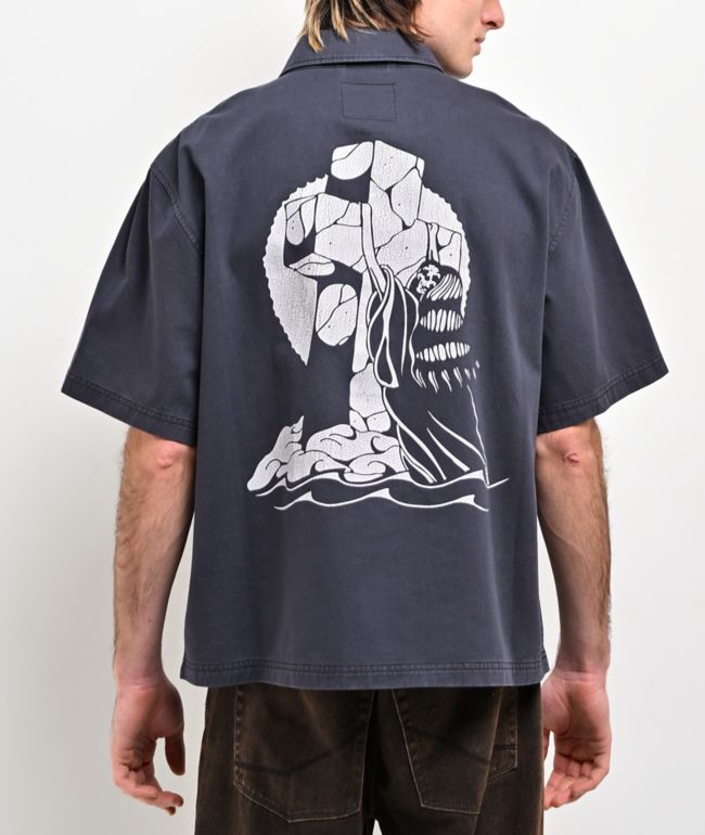 Lurking Class by Sketchy Tank Don't Pray For Me Charcoal Quarter Zip Work Shirt - Lurking Class by Sketchy Tank