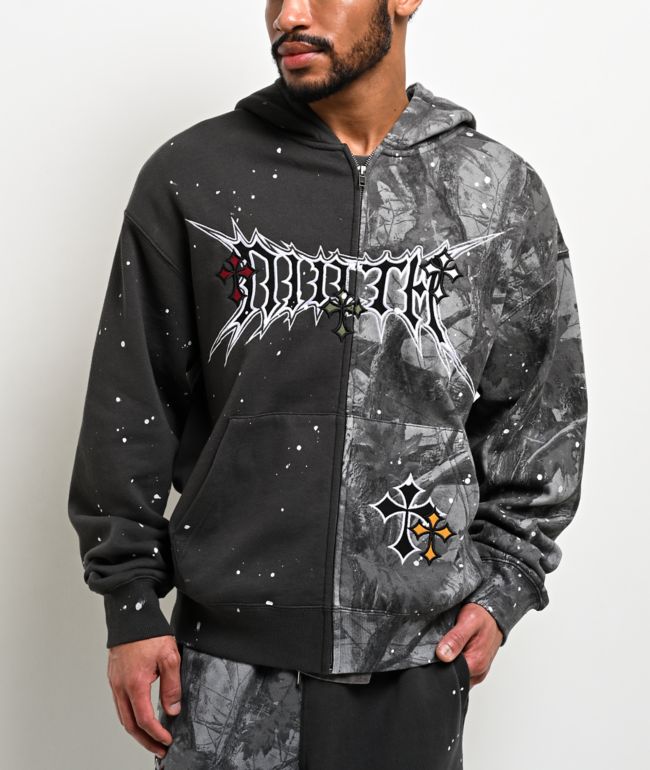 Ninth Hall Adductor Grey & Camo Boxy Zip Hoodie - Ninth Hall