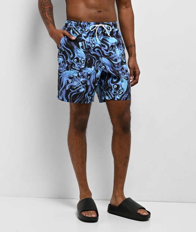 Empyre Grom Smokeshow Skulls Blue & Black Board Shorts - Empyre