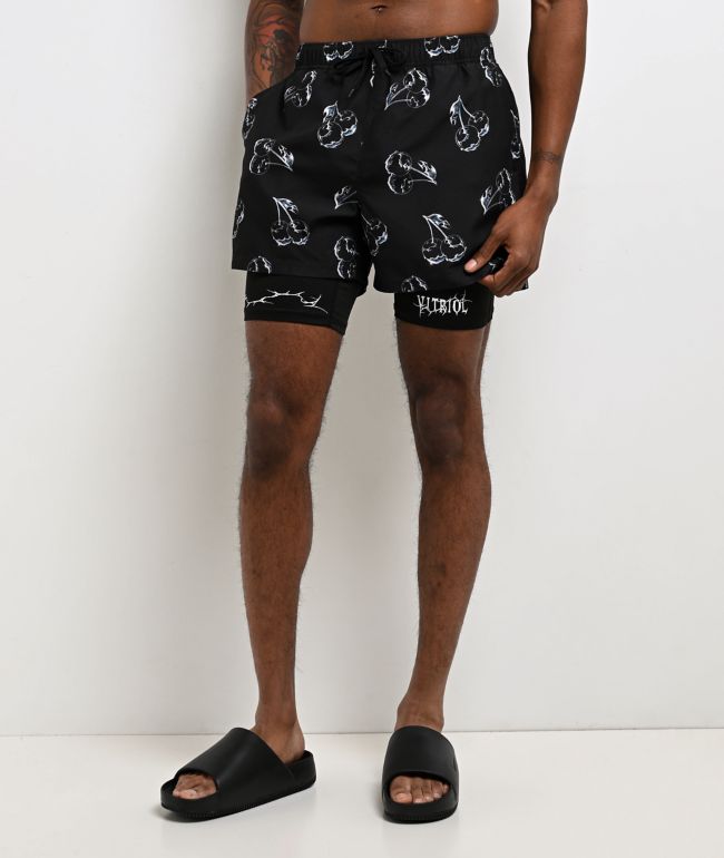 Vitriol Chrome Cherry Black Board Shorts - Vitriol
