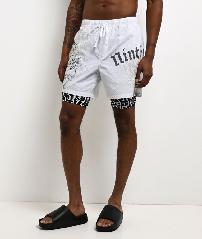 Ninth Hall Y2K Revival White Board Shorts - Ninth Hall