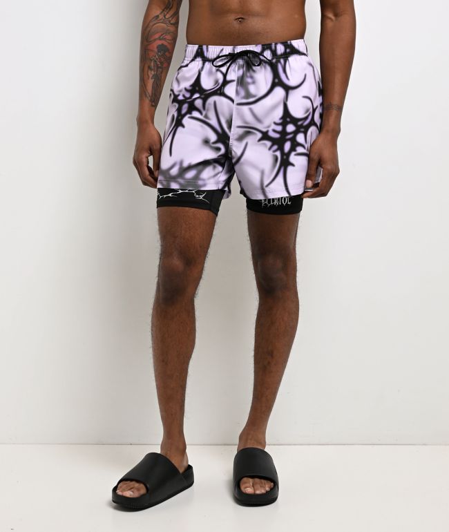 Vitriol Cyber White & Black Board Shorts - Vitriol