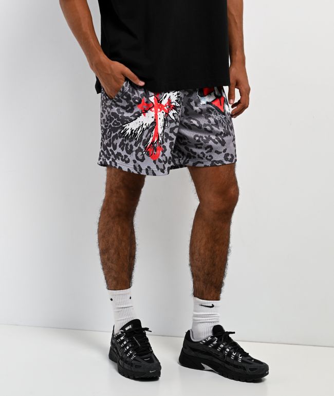 Ninth Hall Fade Leopard Grey Mesh Shorts - Ninth Hall