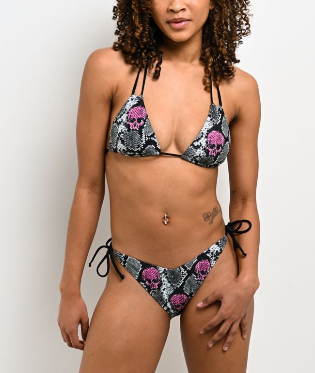 Lurking Class by Sketchy Tank Burmese Snakeskin High Leg Bikini Bottom - Lurking Class by Sketchy Tank