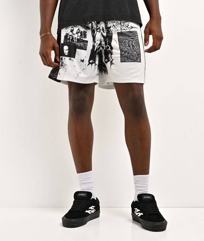 Vitriol Collage Black & White Mesh Shorts - Vitriol