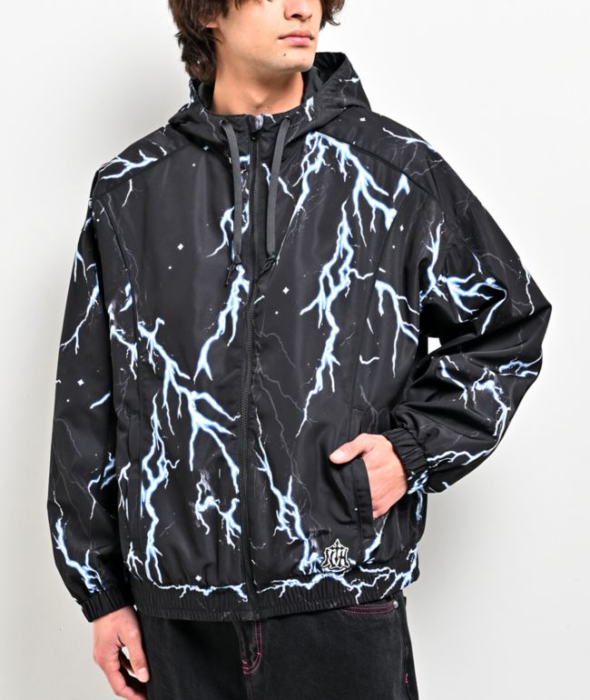 Ninth Hall Lightning Black Hooded Windbreaker Jacket - Ninth Hall