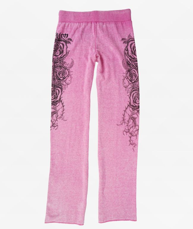 Affliction Forgotten Pink Wash Wide Leg Sweatpants - Affliction