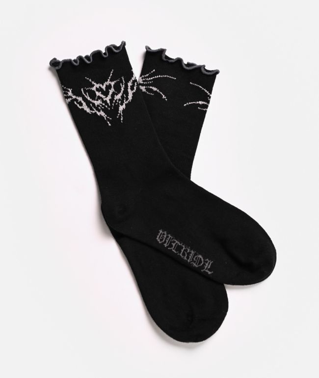 Vitriol Ruffle Black Half Crew Socks - Vitriol