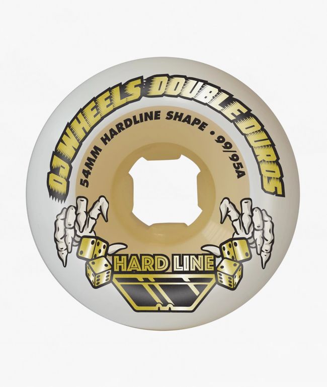 OJ Double Duro Hardline 54mm 99a/95a White & Gum Skateboard Wheels - OJ Wheels