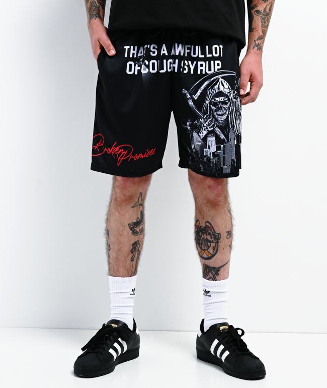 Broken Promises x That's A Awful Lot Of Cough Syrup Getto Bird Black Mesh Shorts - Broken Promises
