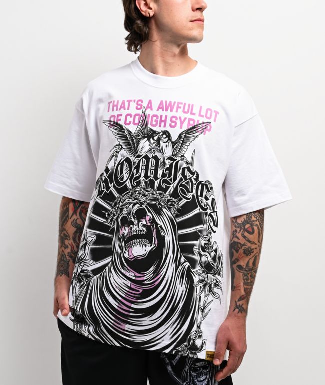 Broken Promises x That's A Awful Lot Of Cough Syrup Crying Dove White T-Shirt - Broken Promises
