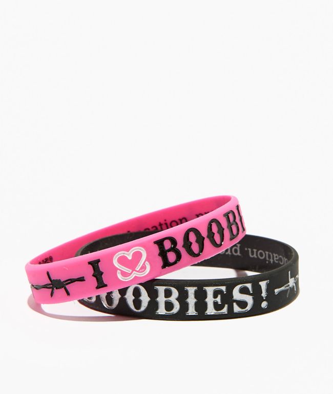 Keep A Breast Foundation I heart Barbed Wire Fuchsia & Black Mini 2 Pack Bracelets - Keep A Breast Foundation